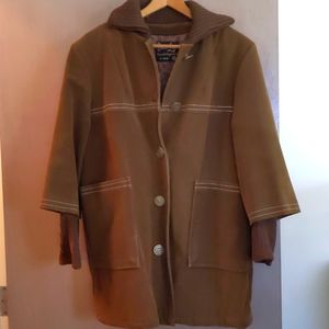 1970's faux suede brown pea coat